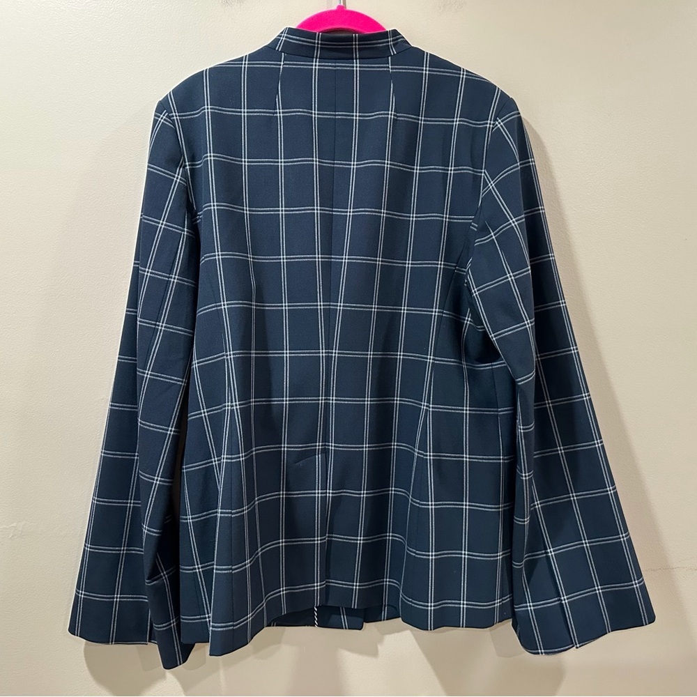 Banana Republic Women's 8 Windowpane Check Blazer Jacket Navy White Classic Fit - Picture 3 of 10